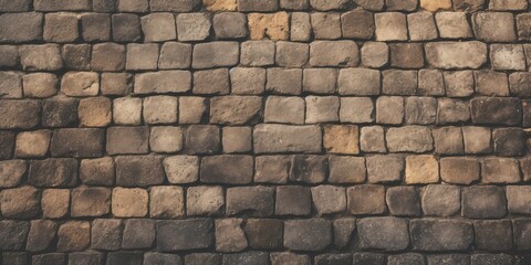 Obraz premium Old Stone Pavement Texture Background, Granite Cobblestone Road Pattern, Vintage Block Sidewalk