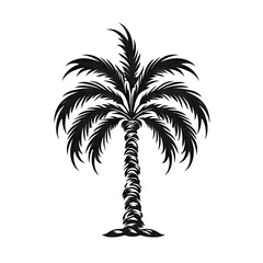 Obraz premium Palm Tree Icon, Coconut Trees Symbol, Tropical Plant, Palm Tree Silhouette, Generative AI Illustration