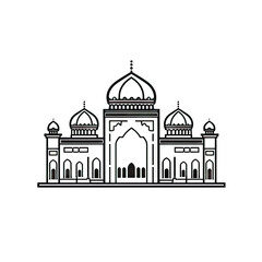 Persian Temple Icon, Asia Palace Isolated, Ancient Mosque Silhouette, Historical Persian Castle Minimal
