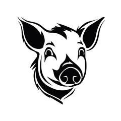 Pig face on white background AI generative illustration