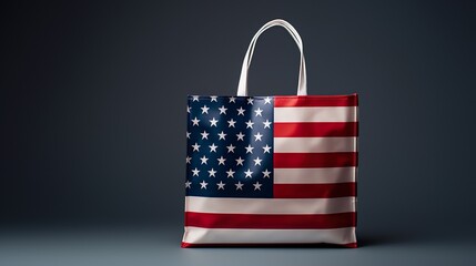 Obraz premium The United States close up flag on a bag, ideal as a background for 4th of July celebrations.