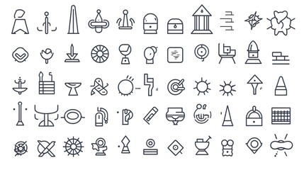 Fototapeta premium Large set of Chemistry lab and diagrammatic icons showing assorted experiments, glassware and molecules isolated on white for design elements, black and white vector illustration