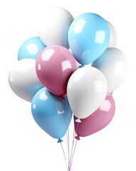 Pink and blue balloons isolated on transparent background