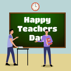 Spread the warmth and appreciation on Teachers' Day with this cheerful illustration. 

Meticulously crafted, the scene radiates positivity and gratitude, making it perfect for greeting cards.