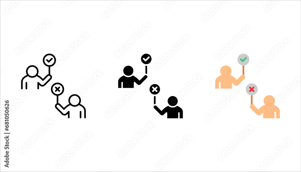 Poster positive vote icon set. linear style sign for mobile concept and web design. vector illustration on 