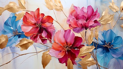 flower background oil painting, generative ai