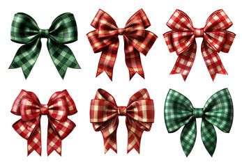 Set of Christmas bows isolated on transparent background. 
