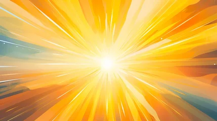 Fotobehang Orange Sunburst Pattern Background. Rays. Radial. Summer Banner. Vector Illustration © Damerfie