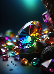 Rainbow holographic crystal gem