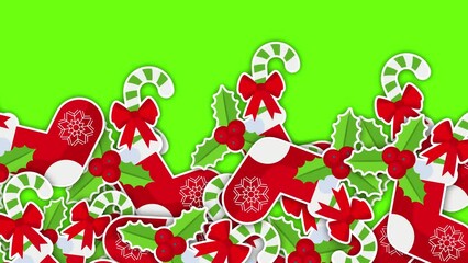 2d Christmas and New Year Transition video. Red Santa Claus boot with gift.