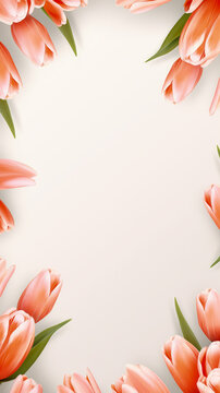 Spring background with tulips and place for text and copy space.