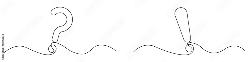 Poster exclamation and question marks icon line continuous drawing vector. one line exclamation marks icon 