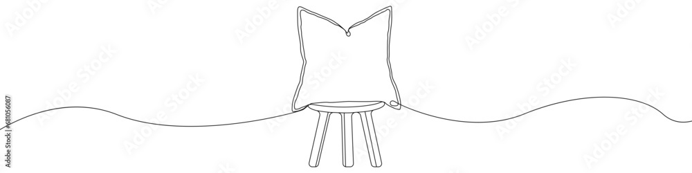Poster pillow on the chair icon line continuous drawing vector. one line interior object icon vector backgr