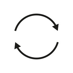 Two semicircular arrows. Following each other in a circle. Vector symbol.