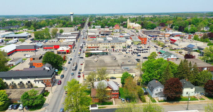 Aerial scene of Listowel, Ontario, Canada