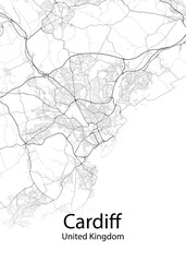 Cardiff United Kingdom minimalist map