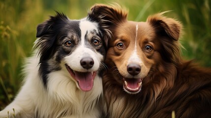 Selfie of a group of dogs happy background