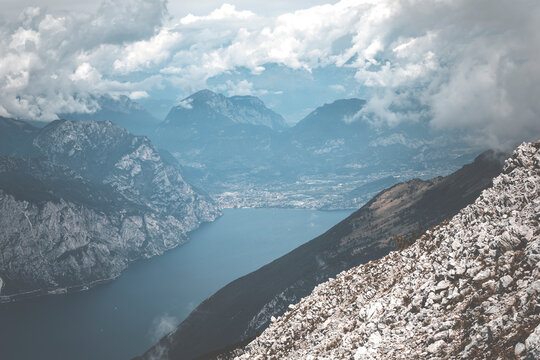 view from the mountains of garda lake in italy