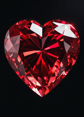 Crystal ruby red heart on the black background