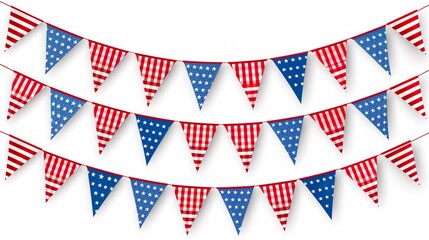 Fototapeta premium Independence Day United States stars and dividers. USA flag illustration, decorations - border lines. Memorial Day, traditional patriotic US icons for American national holiday. Veterans day USA set.