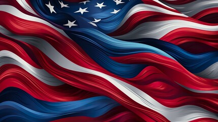 The United States close up flag on a grunge backdrop, ideal as a background for 4th of July celebrations. - Powered by Adobe