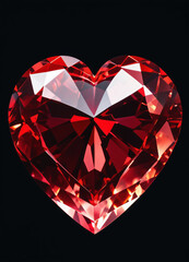 Fototapeta premium Crystal ruby red heart on the black background