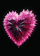 Crystal amethyst pink heart on the black background