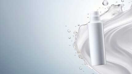 cosmetic makeup bottle lotion serum cream product with beauty fashion skincare healthcare mockup white water fresh background,  product with beauty fashion skincare healthcare mockup