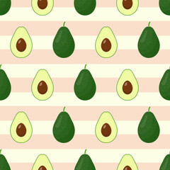 Avocado striped vector seamless pattern