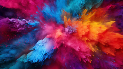 Fototapeta na wymiar Rainbow-colored paint powder splash. - color powder explosion.