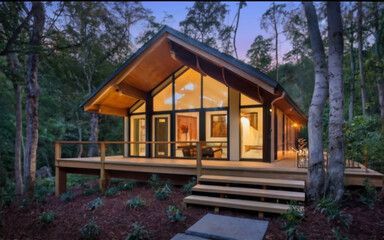 wooden house in the woods