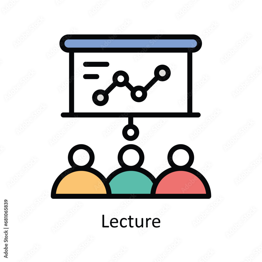 Poster lecture vector filled outline icon design illustration. business and management symbol on white back