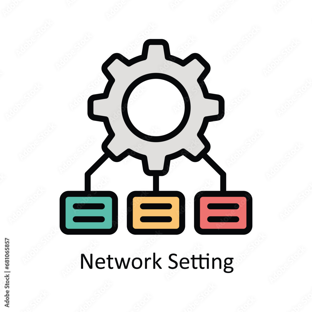 Poster network setting vector filled outline icon design illustration. business and management symbol on wh