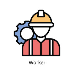 Worker vector filled outline Icon Design illustration. Business And Management Symbol on White background EPS 10 File