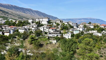 Fototapeta na wymiar houses in town Gjirokaster, Albania. World Heritage Site by UNESCO.