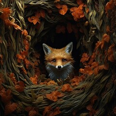 Naklejka premium Red fox in the forest.