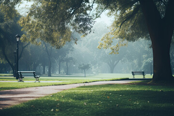 An empty park for wallpaper, background and zoom meeting background