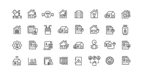 Set of line icons related to public utilities