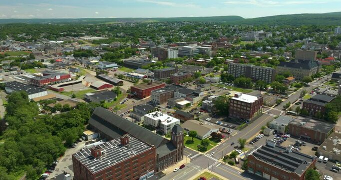 Old historic city architecture in North East USA. View from above of Scranton Pennsylvania