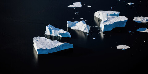 Majestic icebergs in the Arctic, a breathtaking scene of frozen beauty and environmental awe.