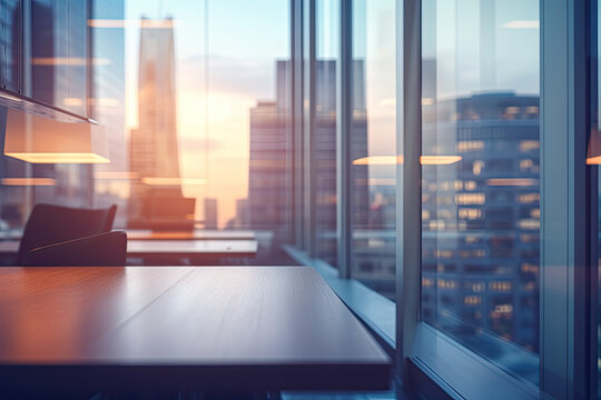 An Interior View Of An Empty Office For Wallpaper, Background And Zoom Meeting Background