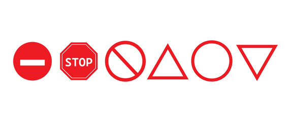 Traffic road sign collection. Set of traffic sign. Wall Red Stop Sign Vector illustration EPS10