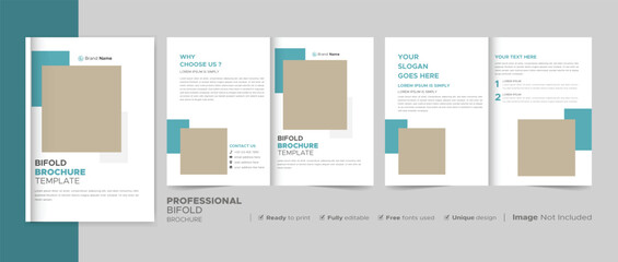 Professional Bi-fold Brochure Template, Catalog, Booklet Template Design. Fully Editable.	