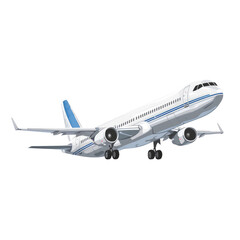 Detailed white airliner or Jet Airplane isolated on transparent background