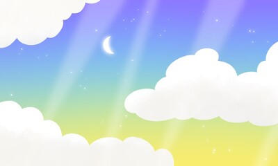 Fototapeta premium Colorful Sky background with Crescent Moon