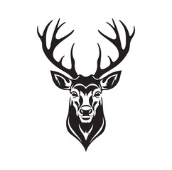 Deer head silhouettes Vector On White Background.