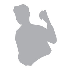 親指を立てて後ろを指す男性のシルエットイラスト