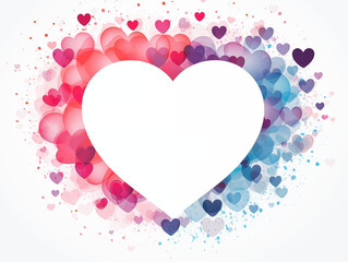 Romantic card on white background with pink love hearts 