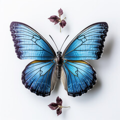 Insect elegance: Blue Butterfly isolated on a white background. Nature's vibrant palette captured in the delicate wings of this beautiful creature. ai generative