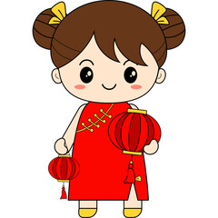 Cute Girl Celebrate Chinese New Year
